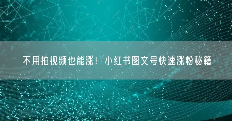 不用拍视频也能涨！小红书图文号快速涨粉秘籍