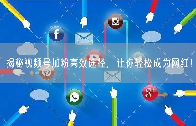揭秘视频号加粉高效途径，让你轻松成为网红！