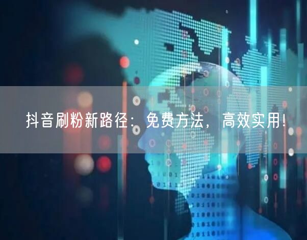 抖音刷粉新路径：免费方法，高效实用！