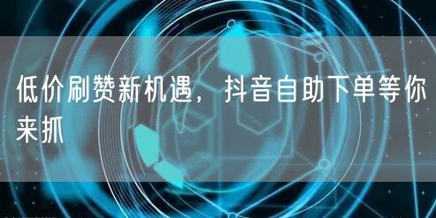 低价刷赞新机遇，抖音自助下单等你来抓
