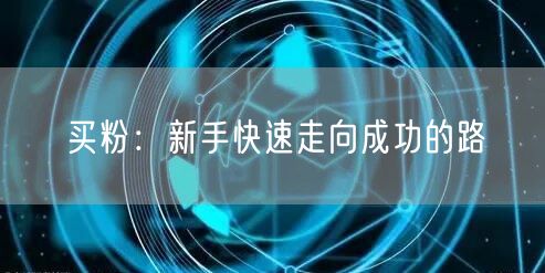买粉：新手快速走向成功的路