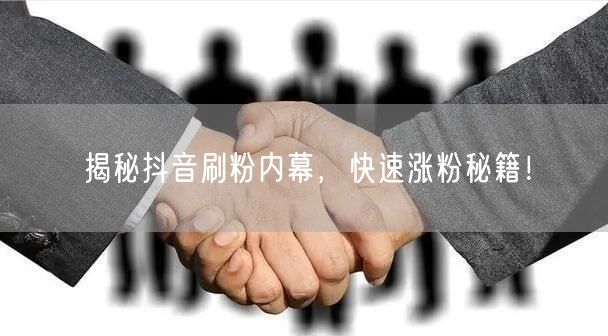 揭秘抖音刷粉内幕，快速涨粉秘籍！