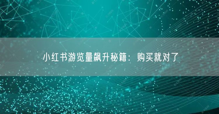 小红书游览量飙升秘籍：购买就对了