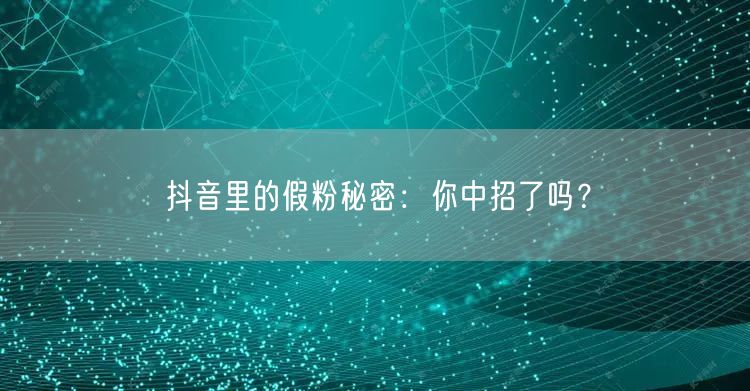 抖音里的假粉秘密：你中招了吗？
