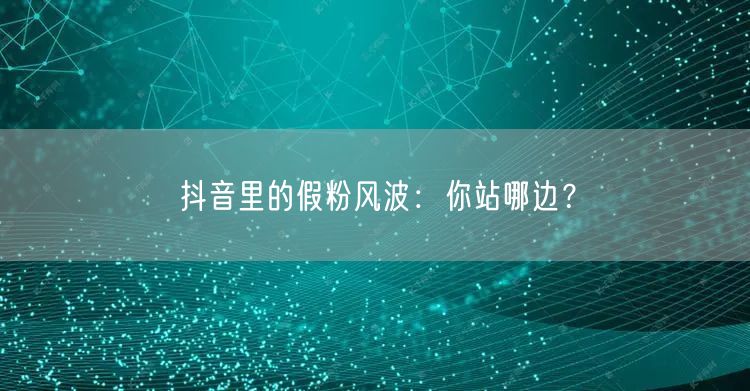 抖音里的假粉风波：你站哪边？