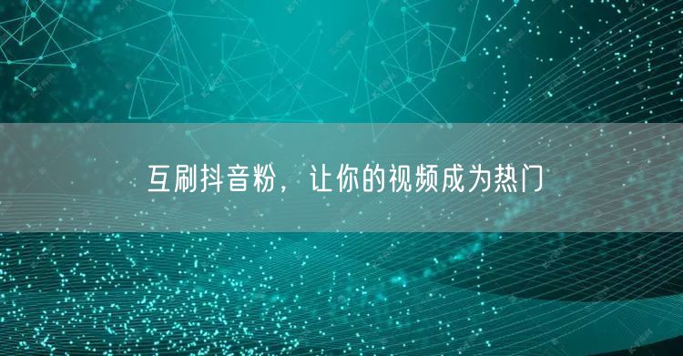 互刷抖音粉，让你的视频成为热门