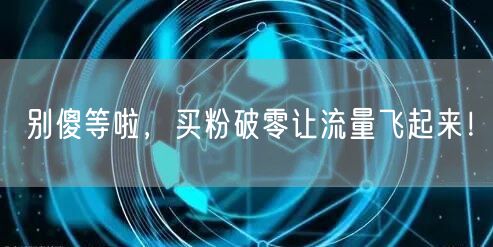 别傻等啦，买粉破零让流量飞起来！