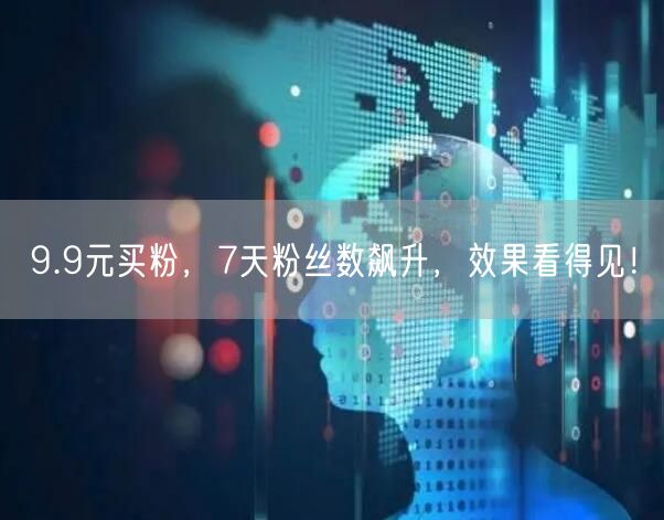9.9元买粉，7天粉丝数飙升，效果看得见！