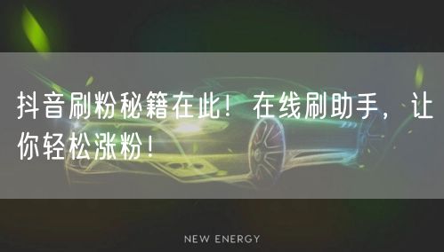 抖音刷粉秘籍在此！在线刷助手，让你轻松涨粉！