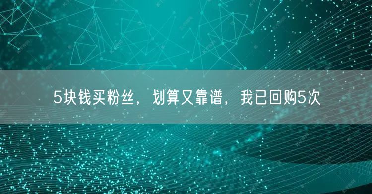 5块钱买粉丝，划算又靠谱，我已回购5次