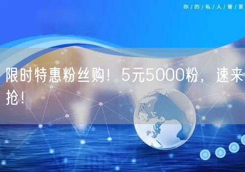 限时特惠粉丝购！5元5000粉，速来抢！