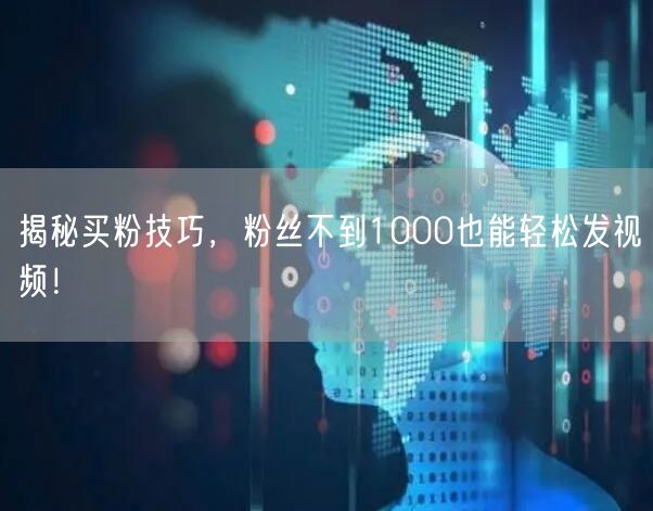 揭秘买粉技巧，粉丝不到1000也能轻松发视频！