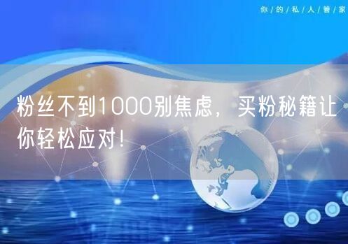 粉丝不到1000别焦虑，买粉秘籍让你轻松应对！