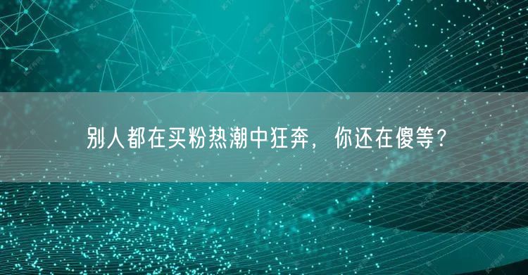 别人都在买粉热潮中狂奔，你还在傻等？