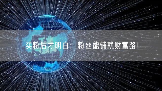 买粉后才明白：粉丝能铺就财富路！