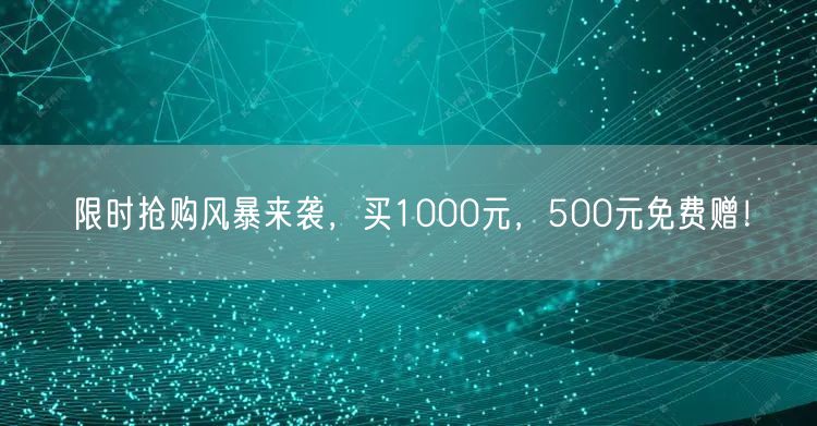 限时抢购风暴来袭，买1000元，500元免费赠！