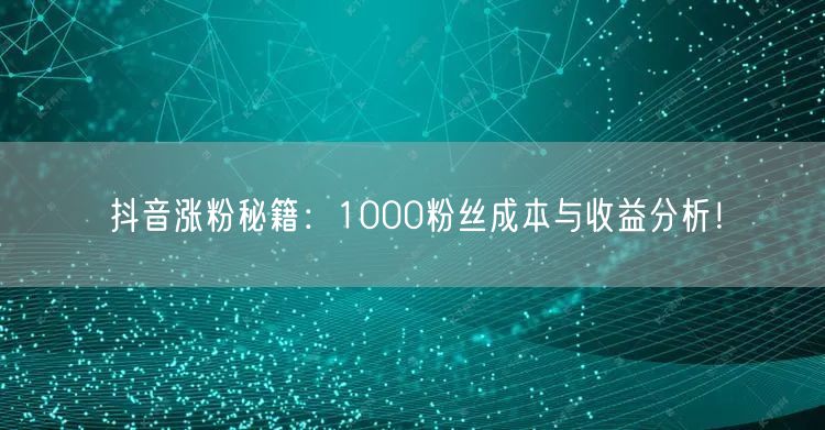 抖音涨粉秘籍：1000粉丝成本与收益分析！