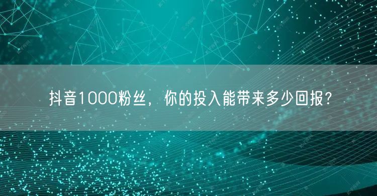 抖音1000粉丝，你的投入能带来多少回报？
