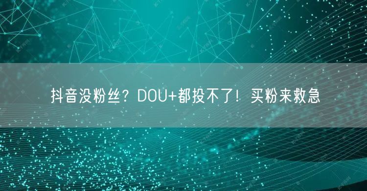抖音没粉丝？DOU+都投不了！买粉来救急