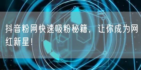 抖音粉网快速吸粉秘籍，让你成为网红新星！