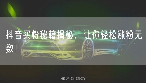 抖音买粉秘籍揭秘，让你轻松涨粉无数！