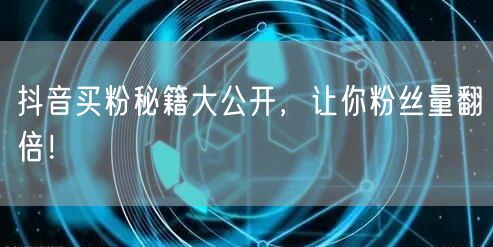 抖音买粉秘籍大公开，让你粉丝量翻倍！