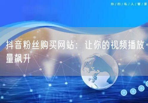 抖音粉丝购买网站：让你的视频播放量飙升